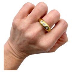 Vintage 18ct Yellow Gold, 3 Stone Diamond Band Ring, Hallmarked London 1992