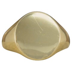 Retro 18ct Yellow Gold Circular Plain Large Signet Ring