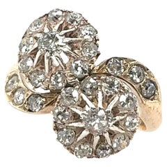 Vintage 14ct Yellow Gold Cluster Diamond Ring, Set With 0.70ct Old Cut Diamonds