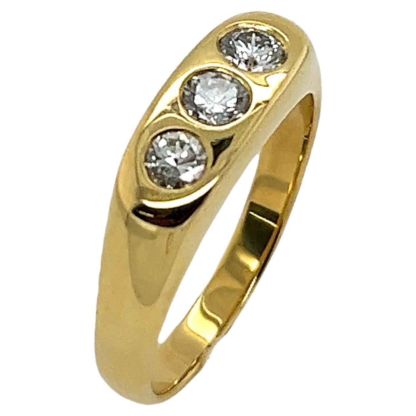 Vintage 18 Karat Gelbgold Diamant-Ring mit 3 Steinen und 0,70 Karat Diamanten