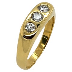 Vintage 18 Karat Gelbgold Diamant-Ring mit 3 Steinen und 0,70 Karat Diamanten