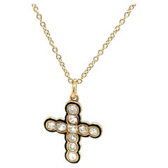 18 Karat Gelbgold Diamant-Kreuz-Anhänger, Hängeleuchte an 18 Karat Kette