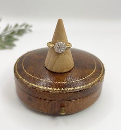 Vintage 18ct Yellow Gold, Diamond Daisy Cluster Ring, Hallmarked London 1983