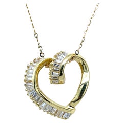 Vintage 18ct Yellow Gold Diamond Heart Pendant on 18" Chain