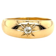 Vintage 18ct Gelbgold Diamant Ring Set mit 1 Altschliff Diamant