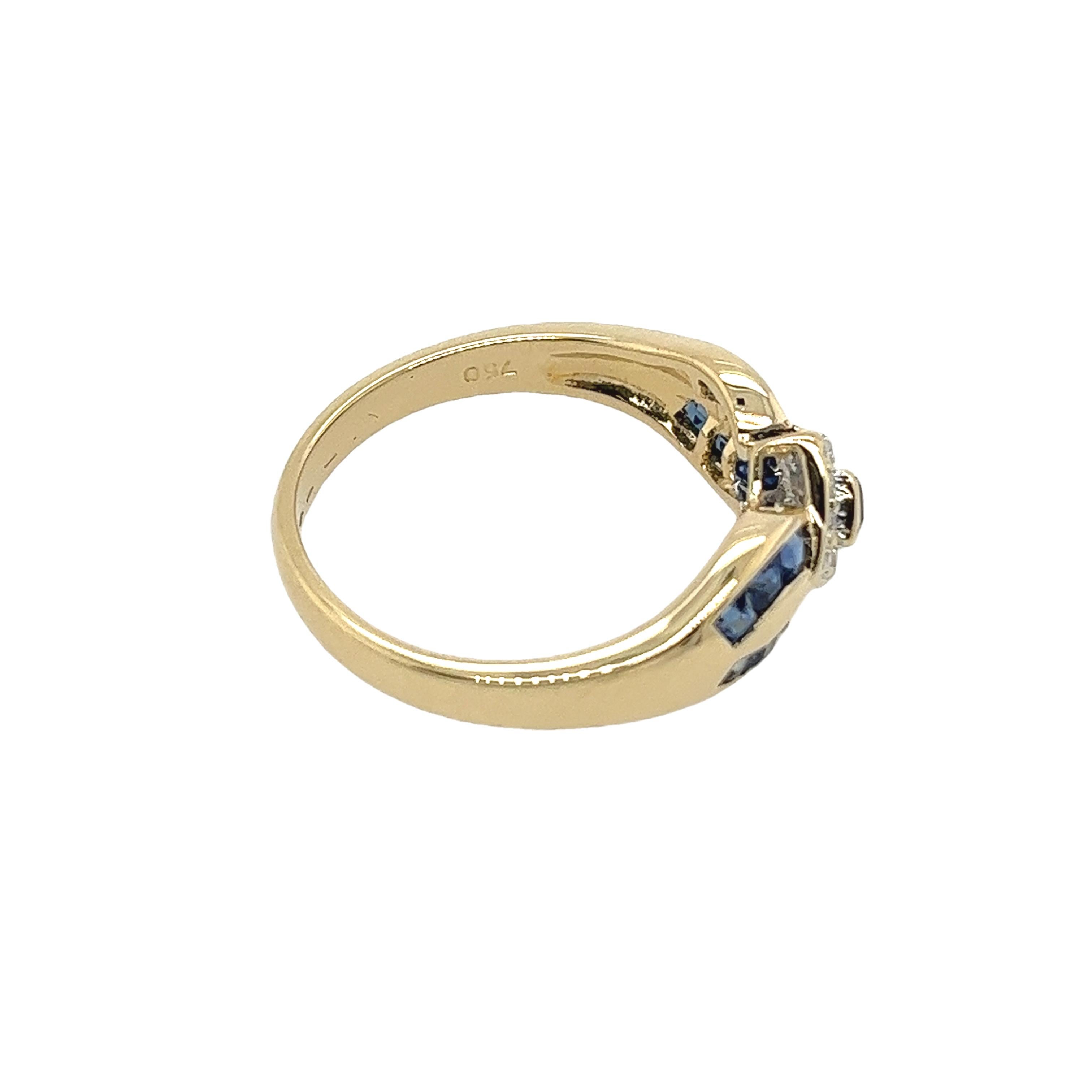 Vintage 18ct Yellow Gold Diamond & Sapphires Ring For Sale 1