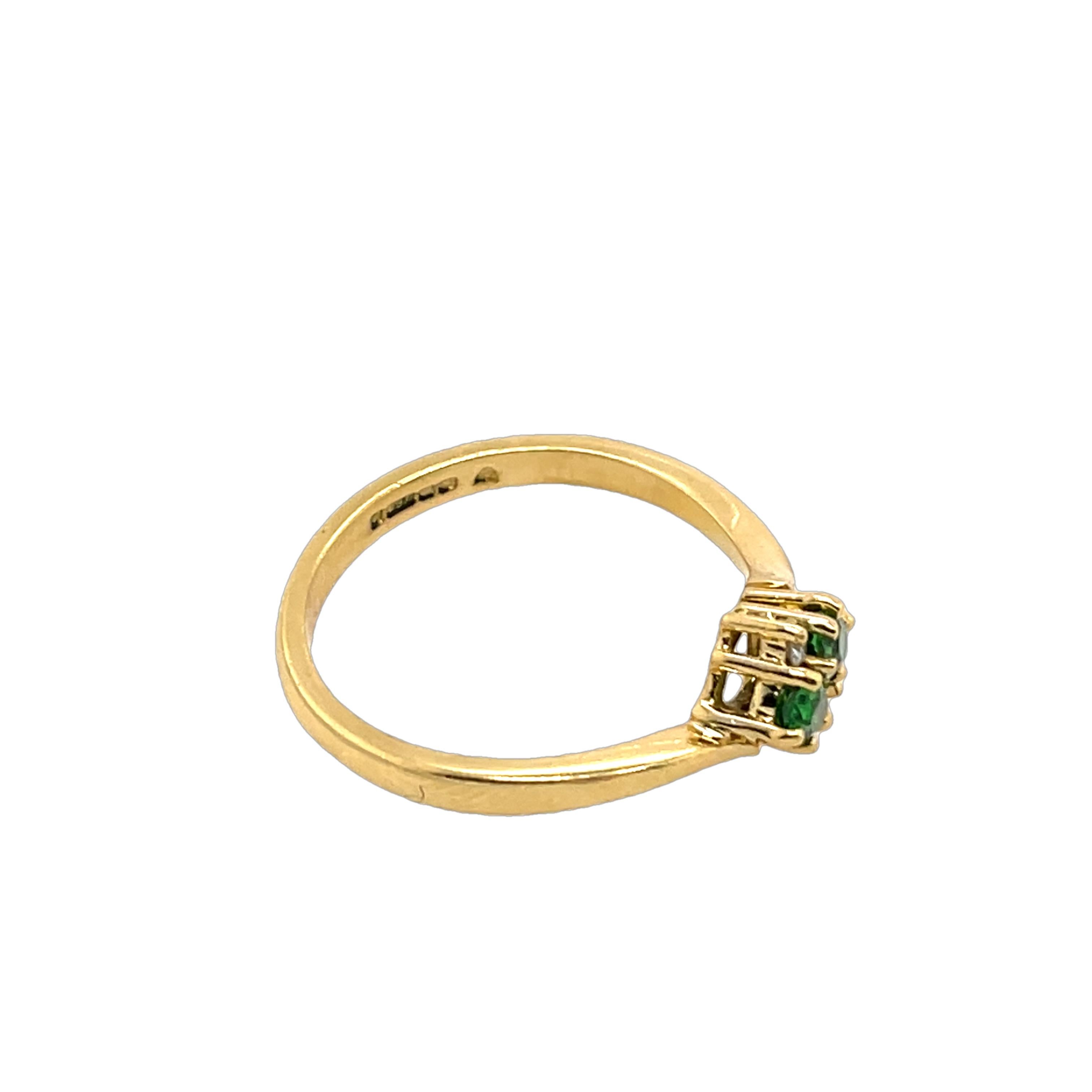 Men's Vintage 18ct Yellow Gold Diamond & Tsavorite Ring For Sale