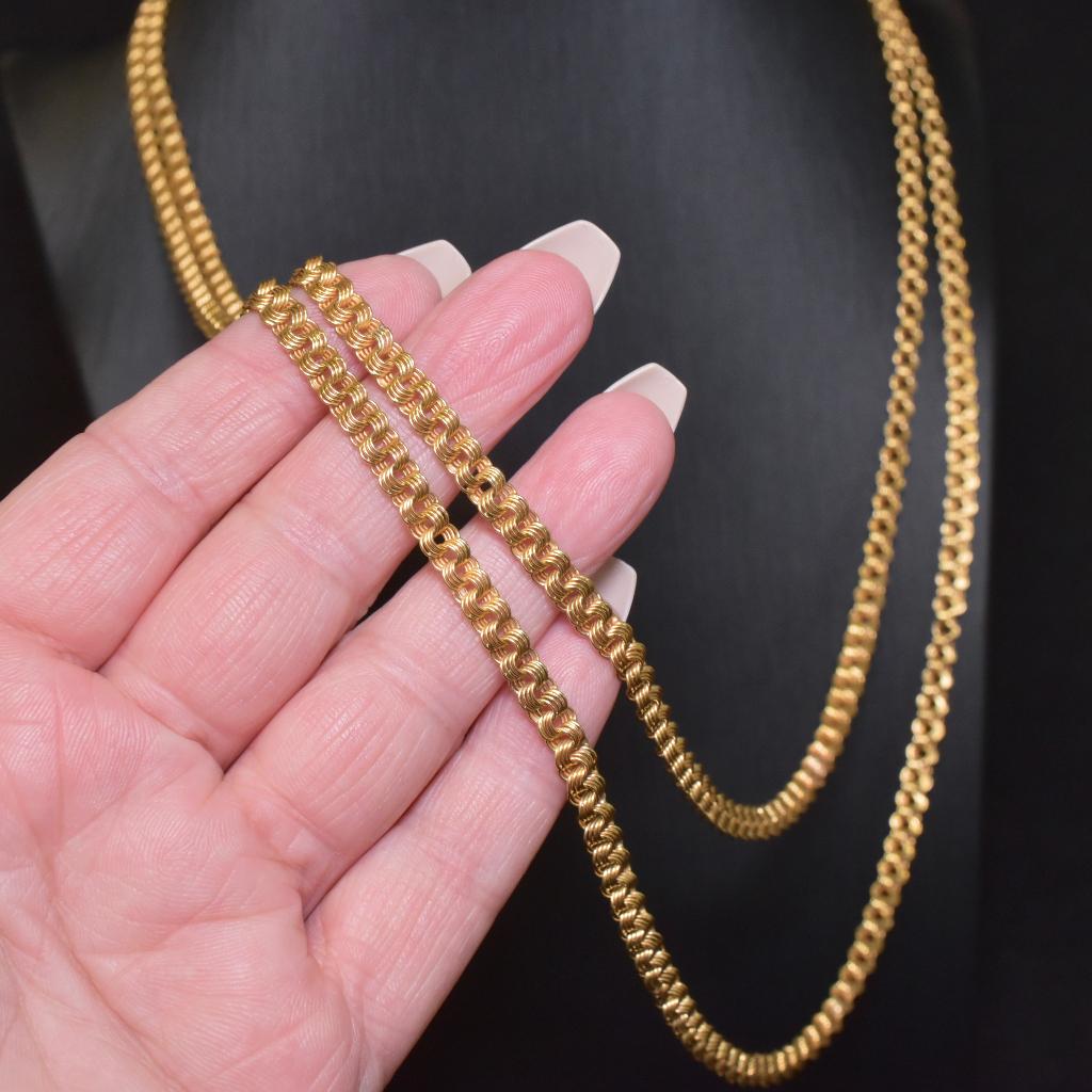 Vintage 18ct Yellow Gold double Layer Drape Necklace - 36 Grams For Sale 2