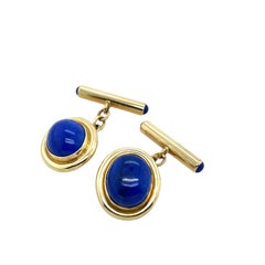 Vintage 18ct Yellow Gold Lapis Lazuli Cufflinks
