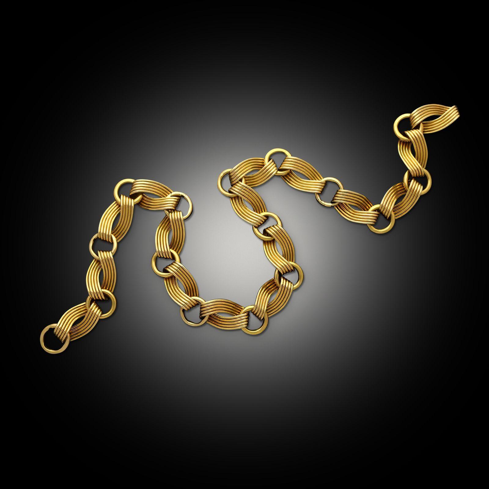 Collana d'epoca in oro giallo 18ct, circa 1960 In condizioni buone in vendita a London, GB