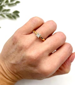 Vintage 18ct Yellow Gold, Princess Cut Diamond Single Stone Engagement Ring