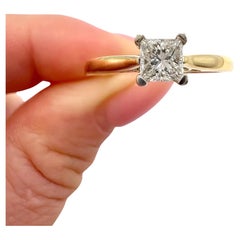 Vintage 18ct Yellow Gold, Princess Cut Diamond Single Stone Engagement Ring
