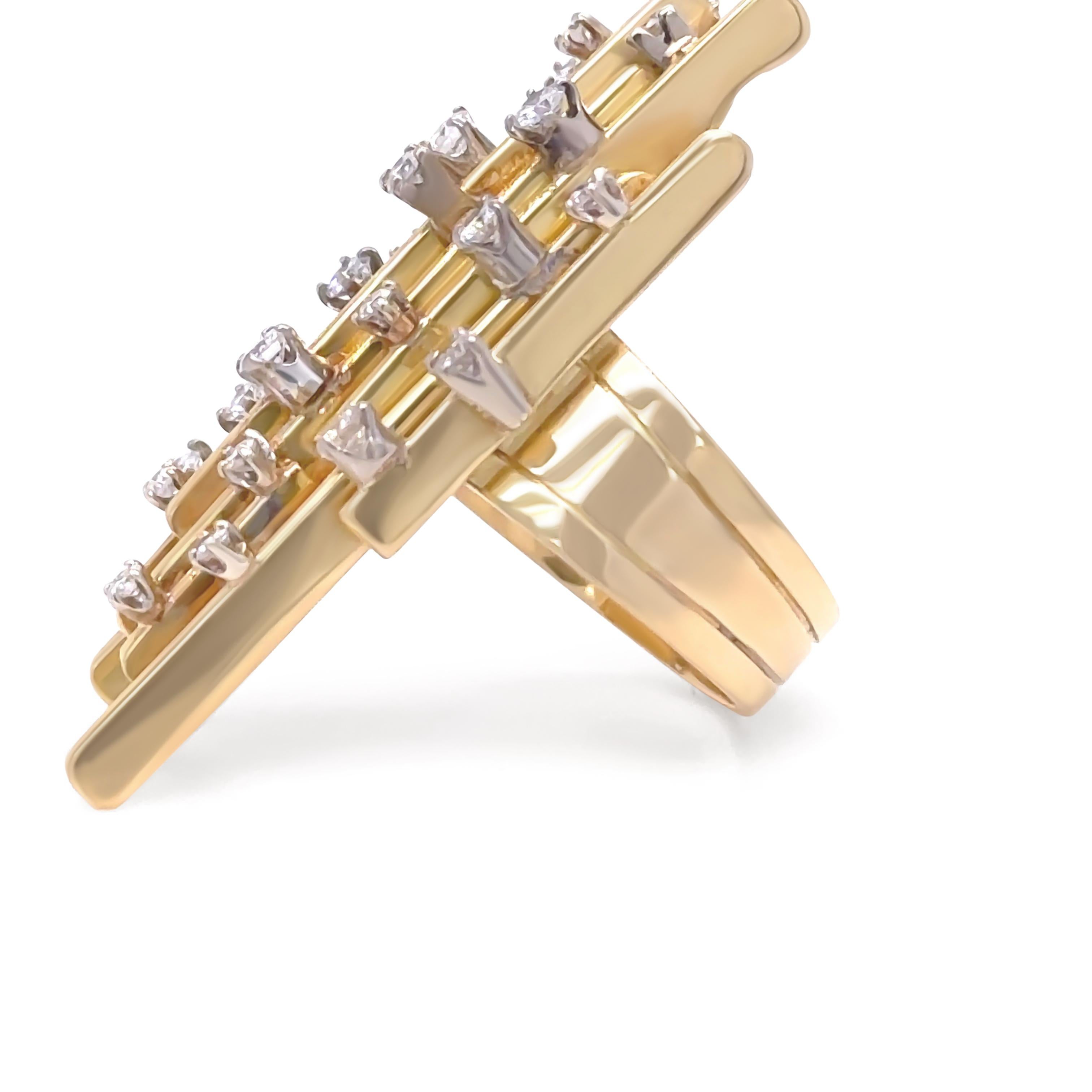 Vintage 18 Karat Gelbgold Retro Diamantring 0,70 Karat 19.2 g Vintage im Zustand „Hervorragend“ in SYDNEY, NSW