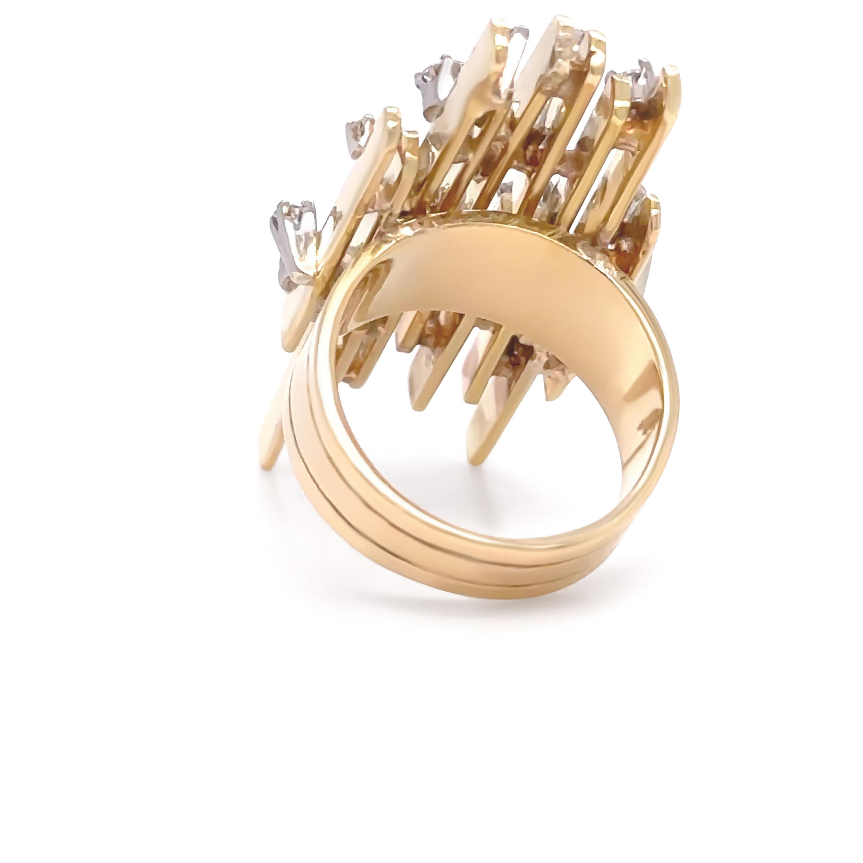 Vintage 18 Karat Gelbgold Retro Diamantring 0,70 Karat 19.2 g Vintage Damen