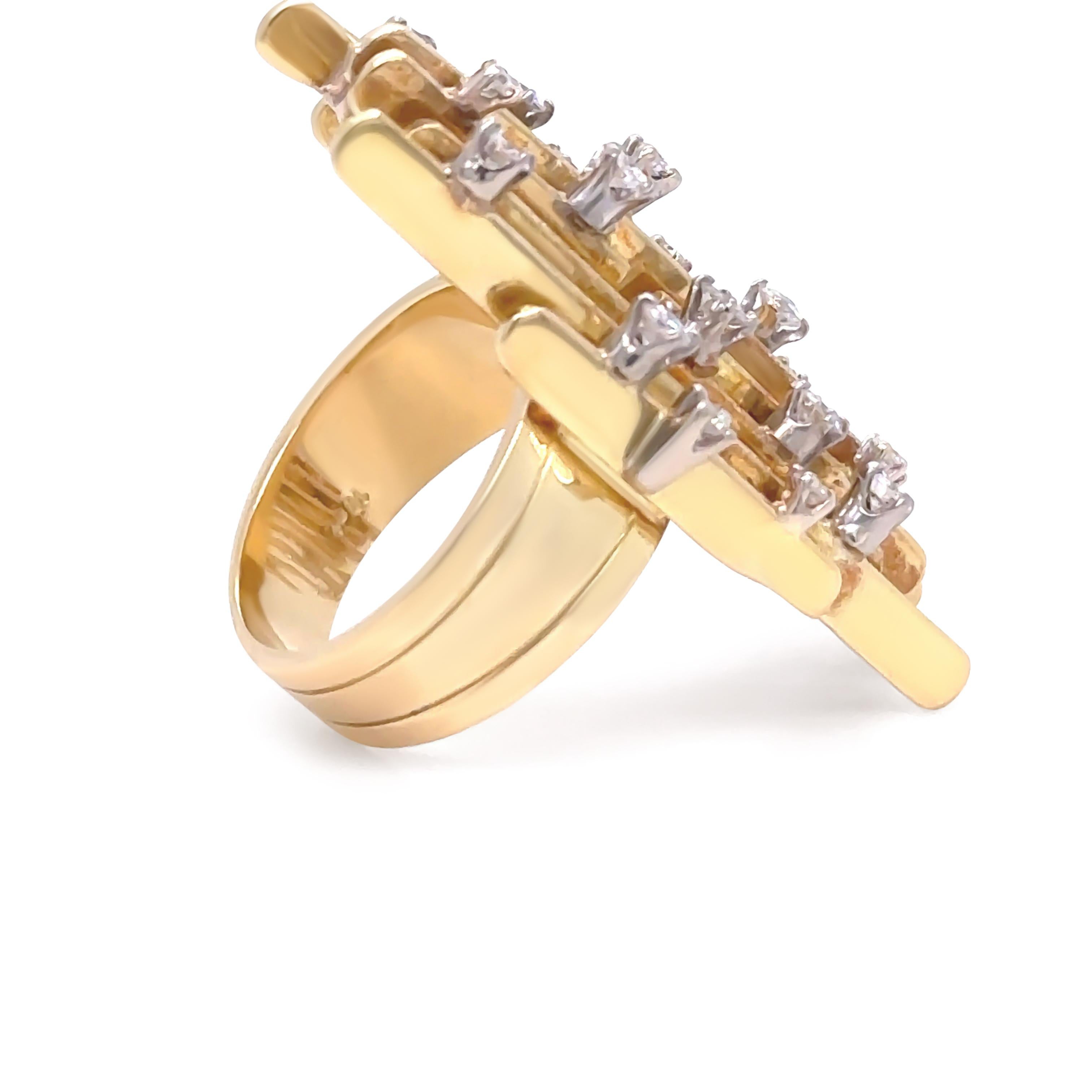 Vintage 18 Karat Gelbgold Retro Diamantring 0,70 Karat 19.2 g Vintage 1