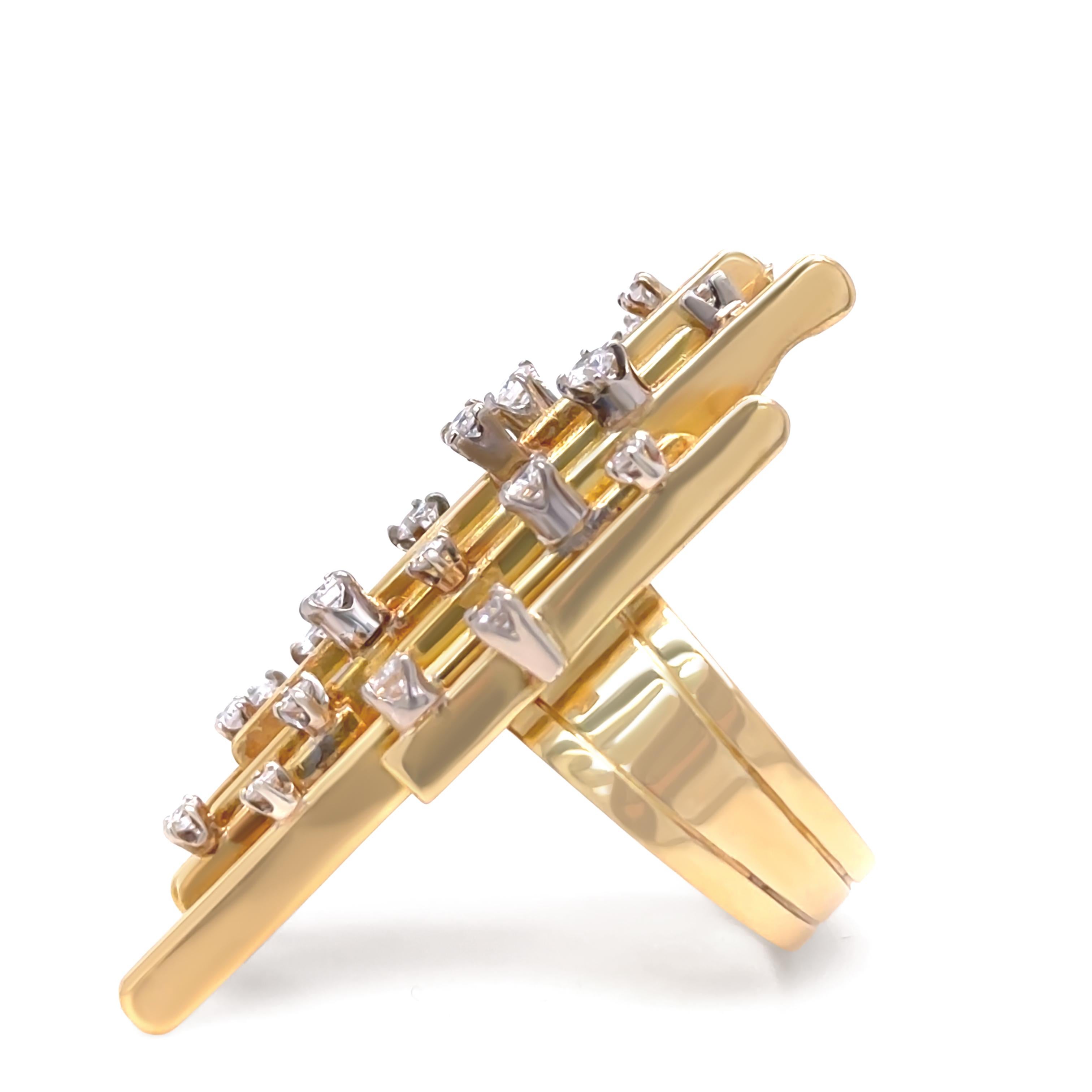 Vintage 18 Karat Gelbgold Retro Diamantring 0,70 Karat 19.2 g Vintage 2