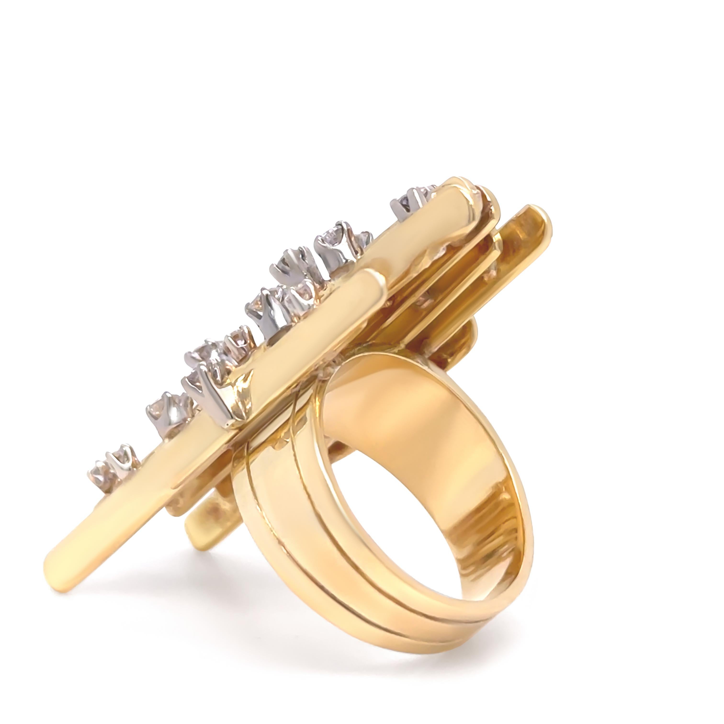 Vintage 18 Karat Gelbgold Retro Diamantring 0,70 Karat 19.2 g Vintage 3