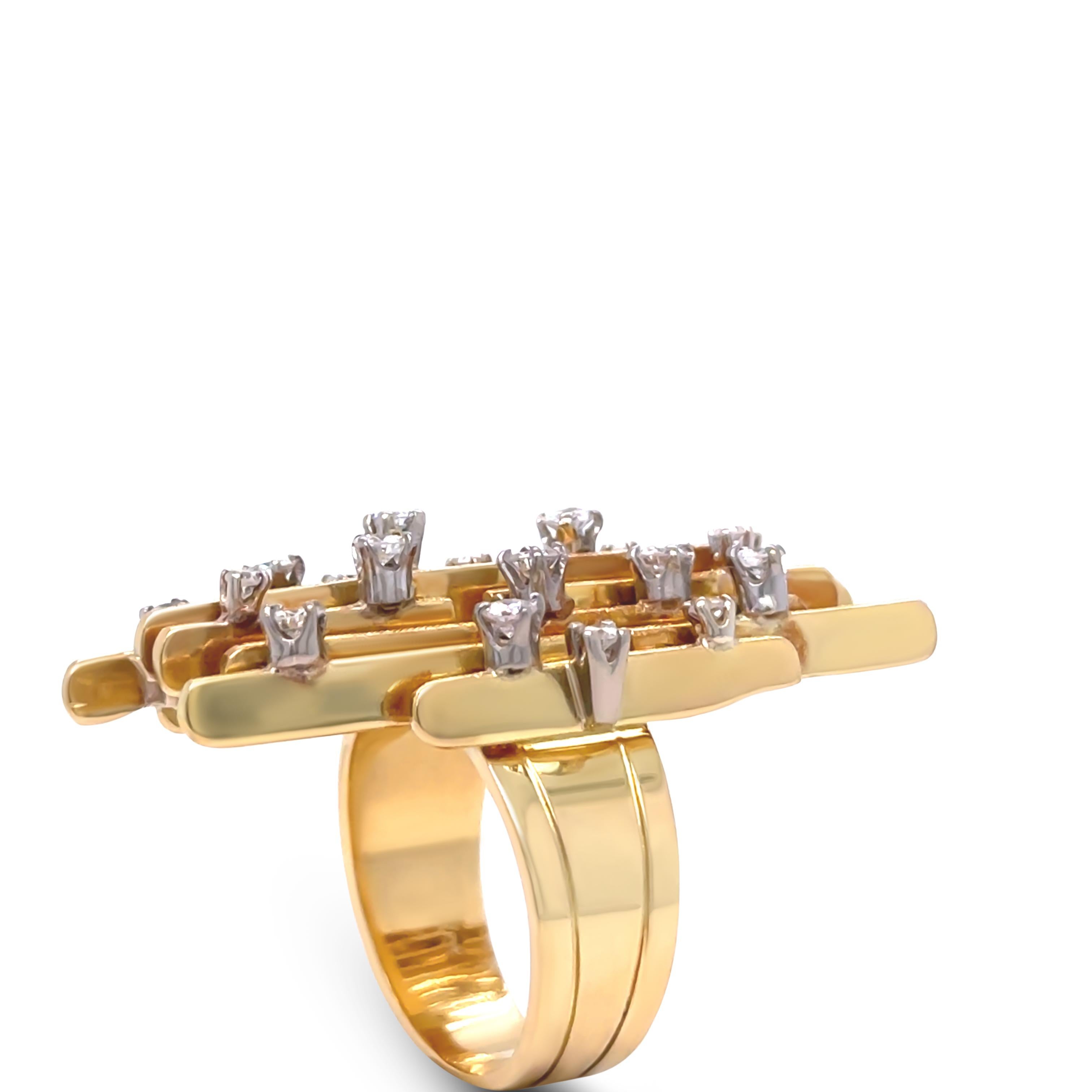 Vintage 18 Karat Gelbgold Retro Diamantring 0,70 Karat 19.2 g Vintage 4