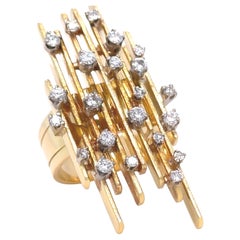 Vintage 18 Karat Gelbgold Retro Diamantring 0,70 Karat 19.2 g Vintage