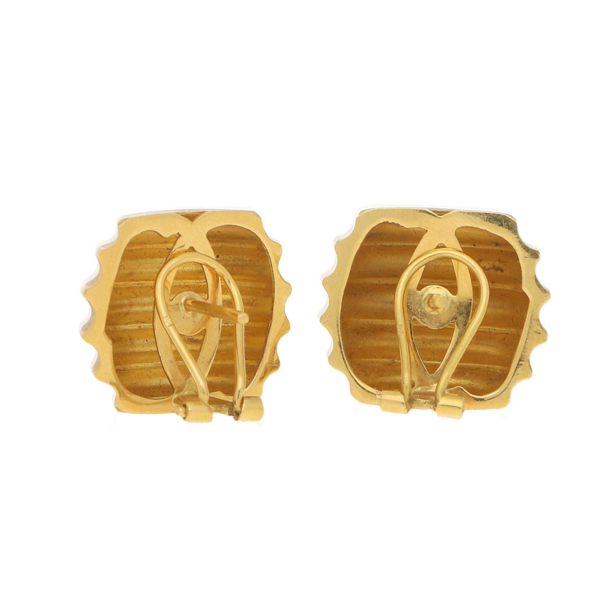 Women's or Men's Vintage Yellow Honey Pot Earrings in 18k Gold