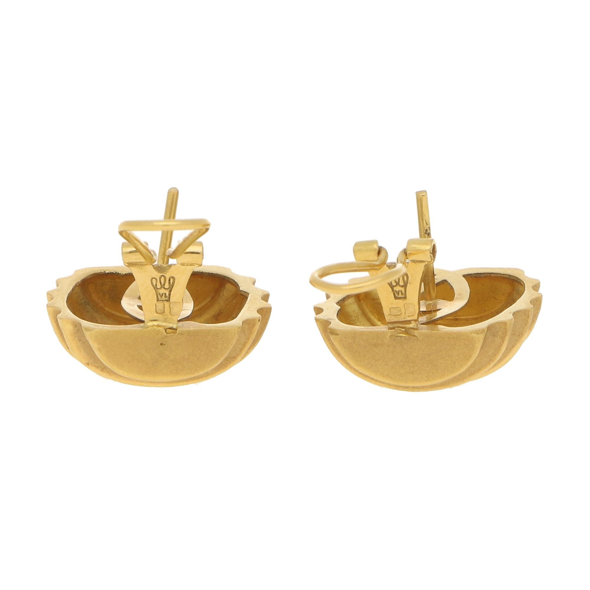 Vintage Yellow Honey Pot Earrings in 18k Gold 1
