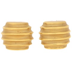 Vintage Yellow Honey Pot Earrings in 18k Gold