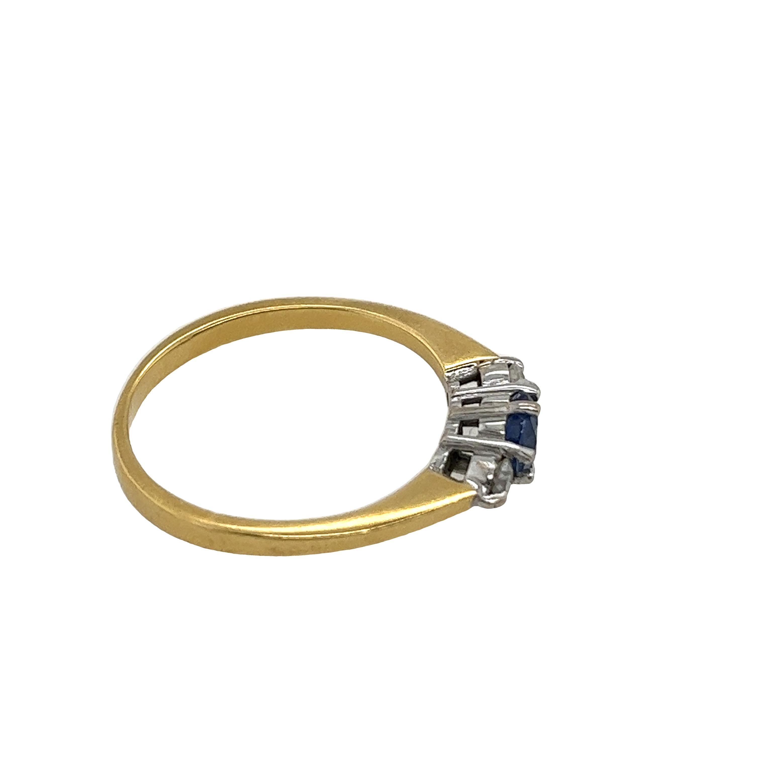 Women's Vintage 18ct Yellow Gold Sapphire & Diamond Ring Set With 2 Diamonds, 0.16ct For Sale
