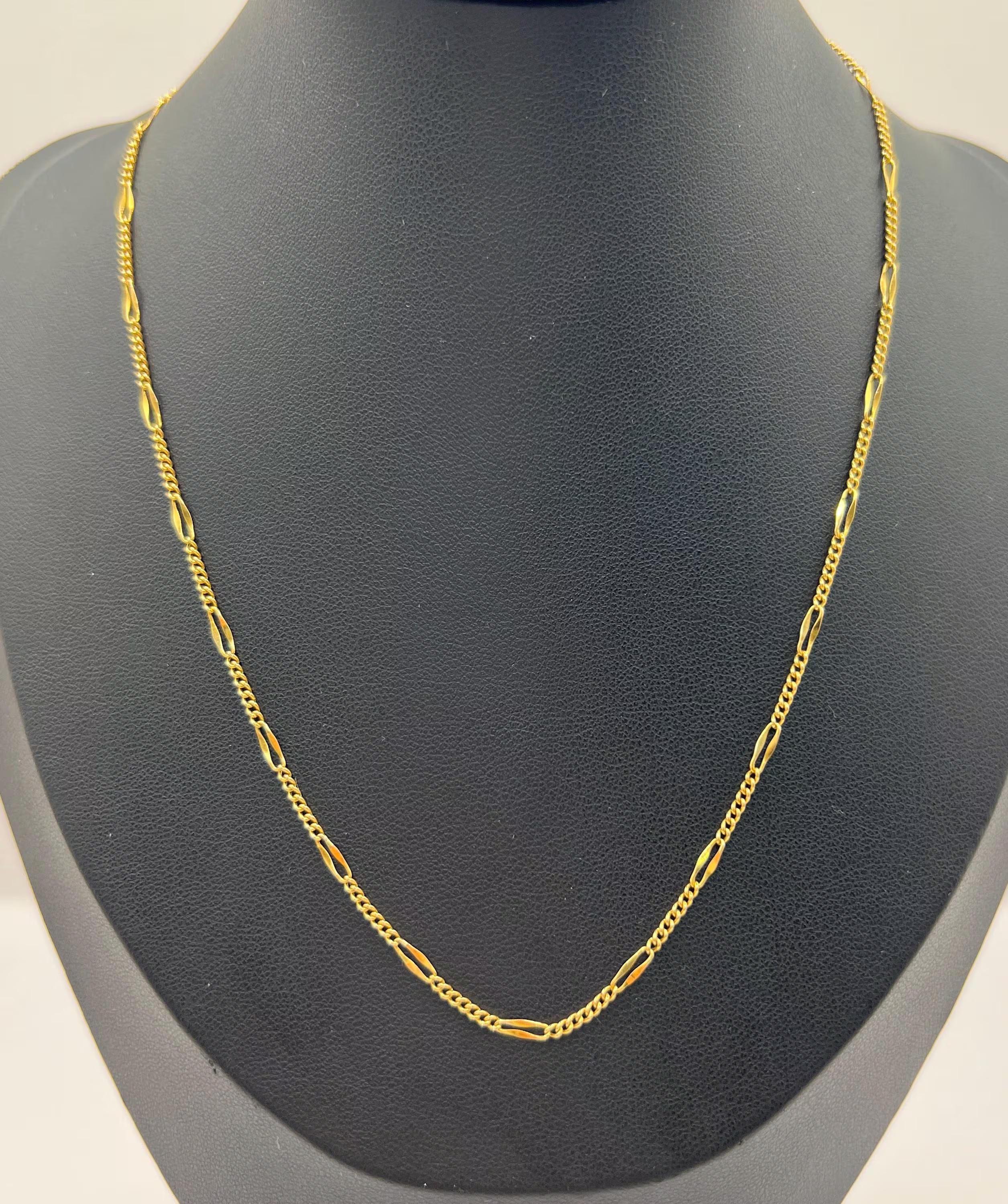 Vintage 18ct Gelbgold gestempelt, 15 1/2 Zoll Figaro Link Kette Halskette im Zustand „Gut“ im Angebot in Brighton, GB