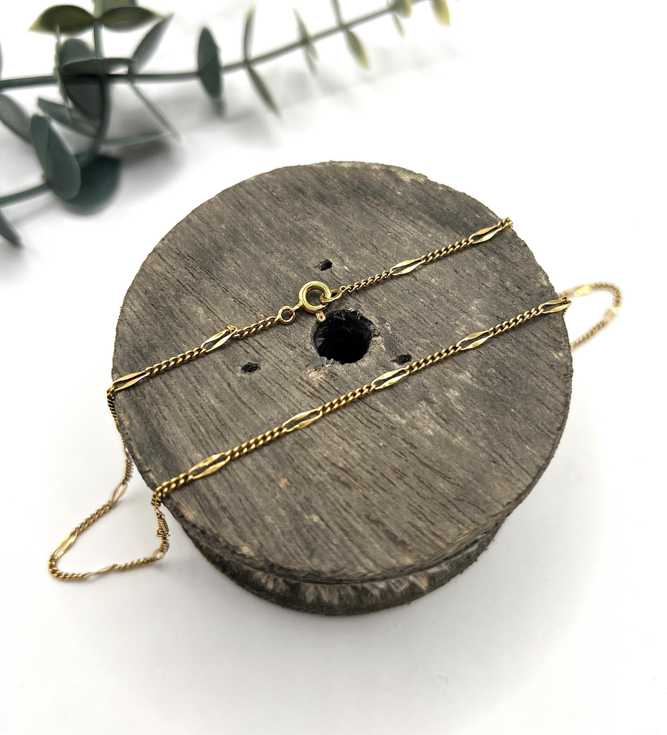 Vintage 18ct Gelbgold gestempelt, 15 1/2 Zoll Figaro Link Kette Halskette für Damen oder Herren im Angebot