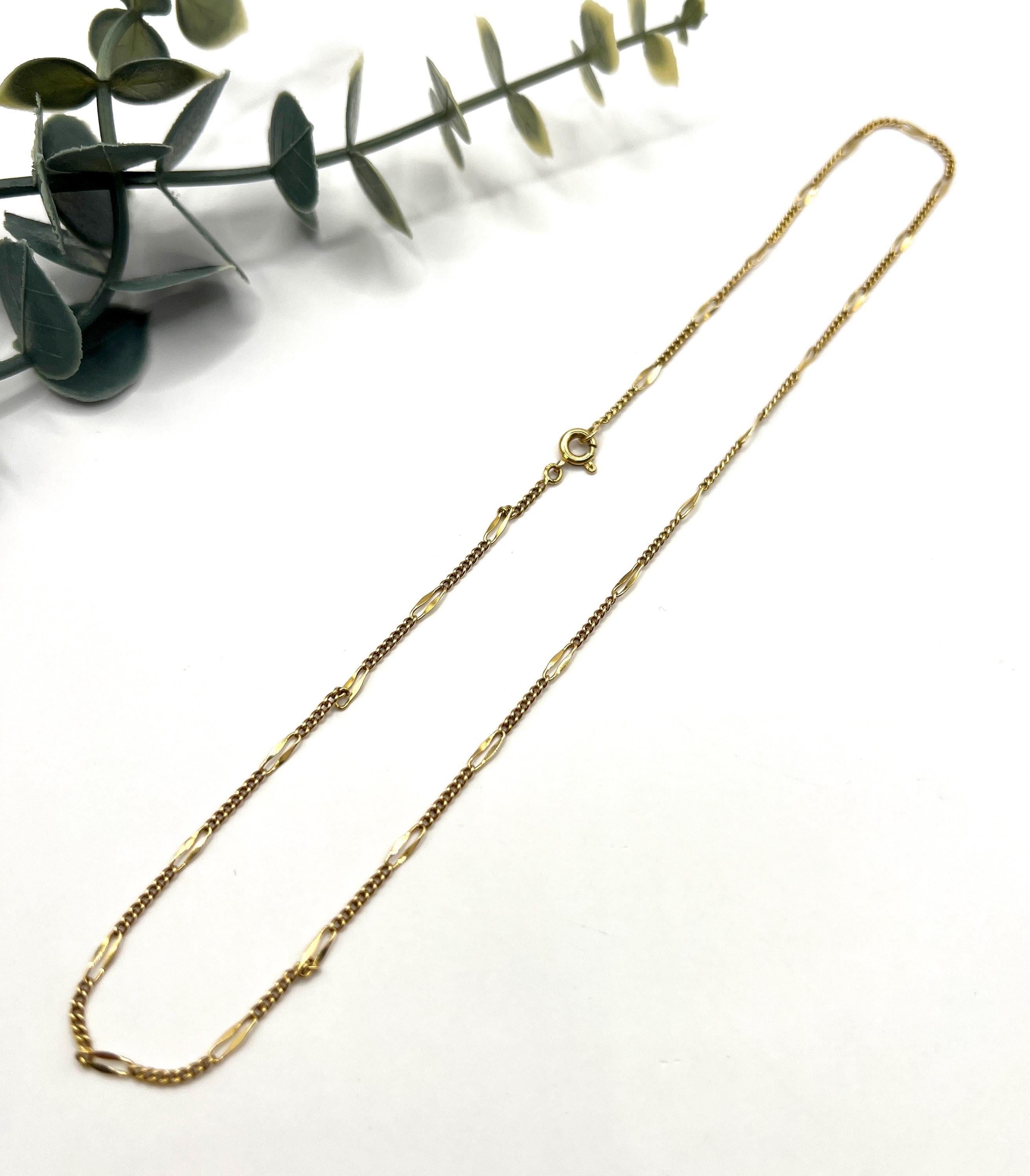 Vintage 18ct Gelbgold gestempelt, 15 1/2 Zoll Figaro Link Kette Halskette im Angebot 4