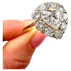 Vintage 18ct Yellow Gold Stamped, 3 Carat Heart-Shaped Diamond Cluster Ring