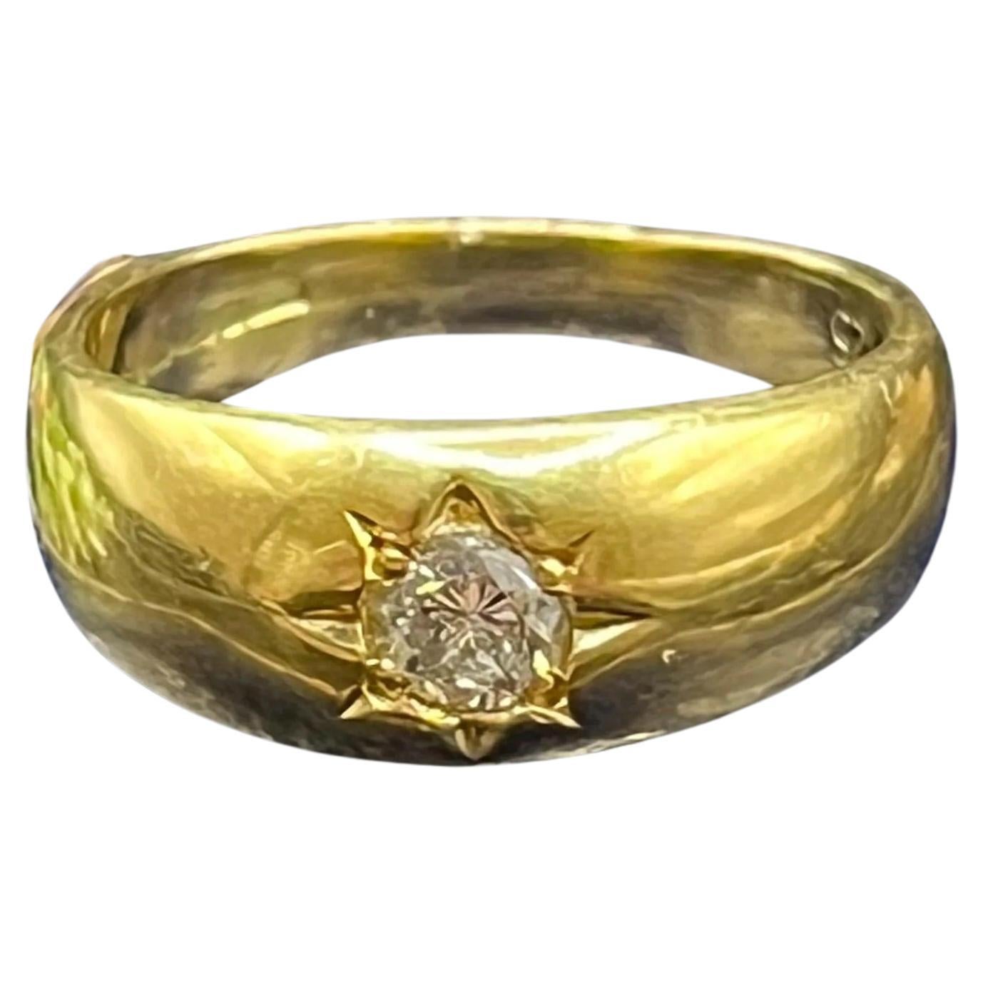 Bague vintage en or jaune 18ct, diamant étoilé, Circa 1960