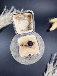 Vintage 18ct Yellow & White Gold, 1940’s French Stamped Amethyst Ring