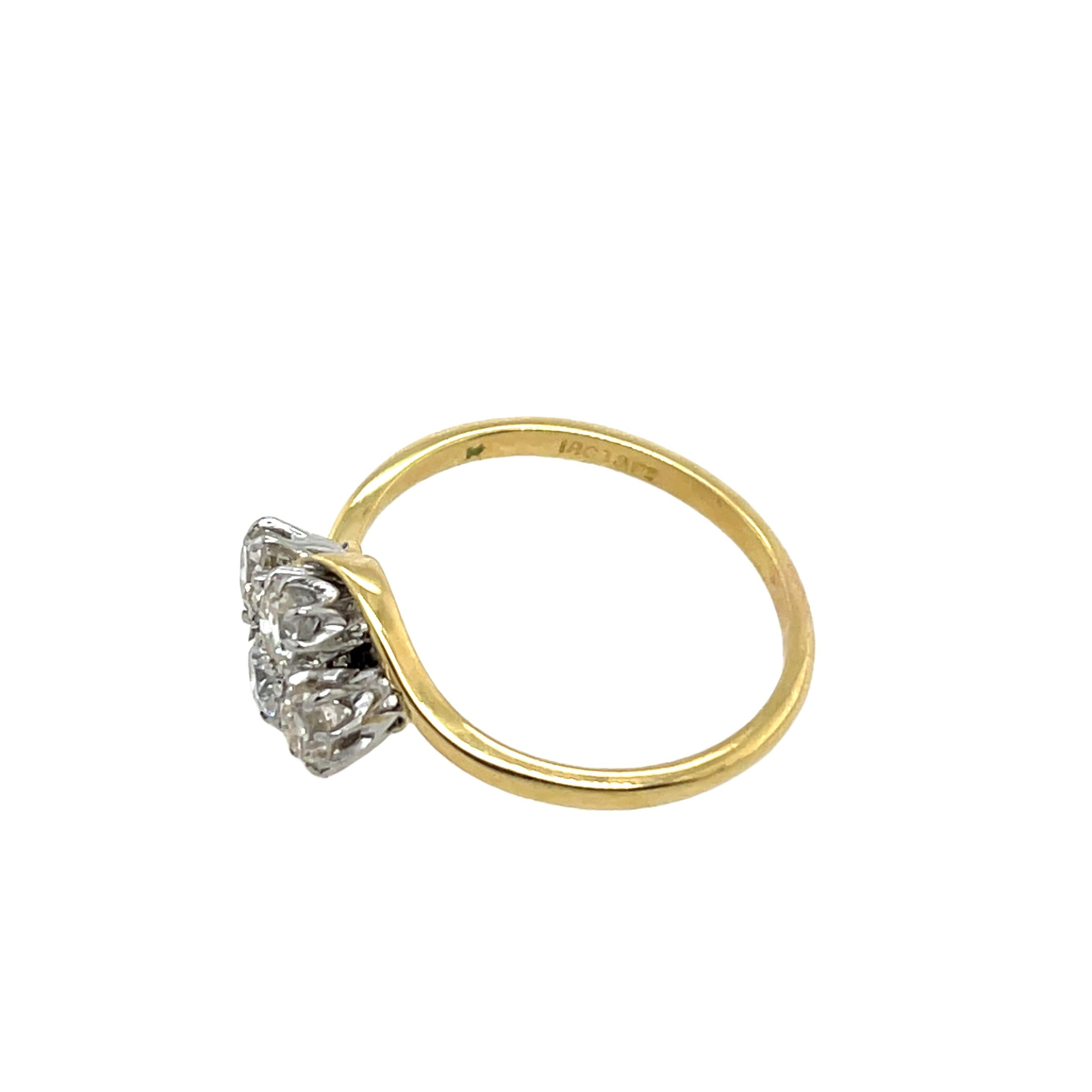 Vintage 18ct Gelb & Weißgold Diamant 4 Stein Ring, 0,60ct natürliche Diamanten 3