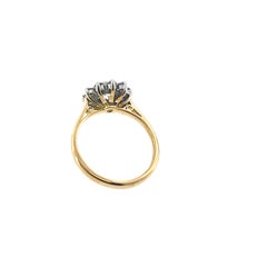 Anillo vintage de oro amarillo y blanco de 18 ct con racimo de diamantes