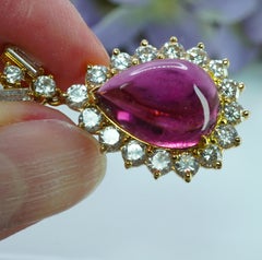 Vintage 18K 14K Gold Rubellite Tourmaline Diamond Pendant Appraisal