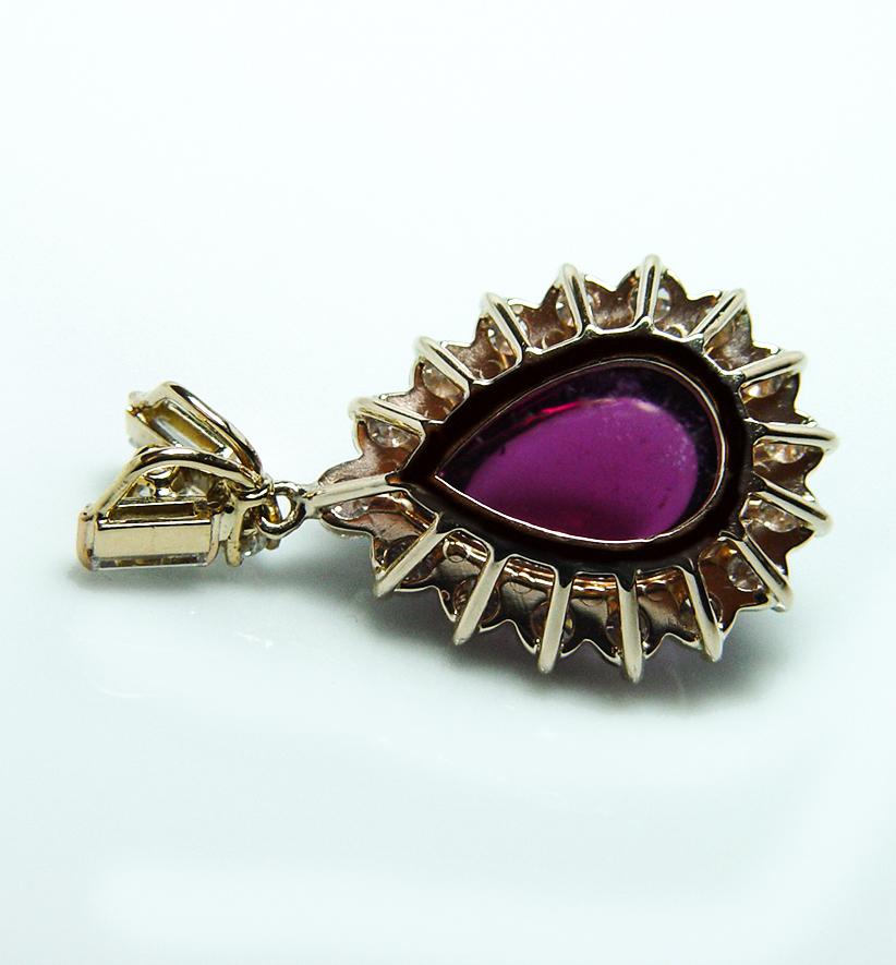 Ciondolo in oro 18K 14K con tormalina rubellite d'epoca e diamante Valutazione in vendita 3