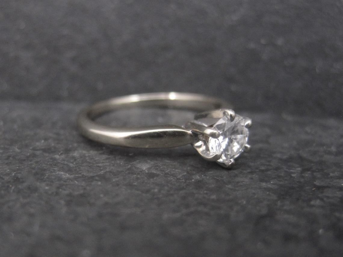 Contemporary Vintage 18K .33 Carat Diamond Engagement Ring Size 4 For Sale