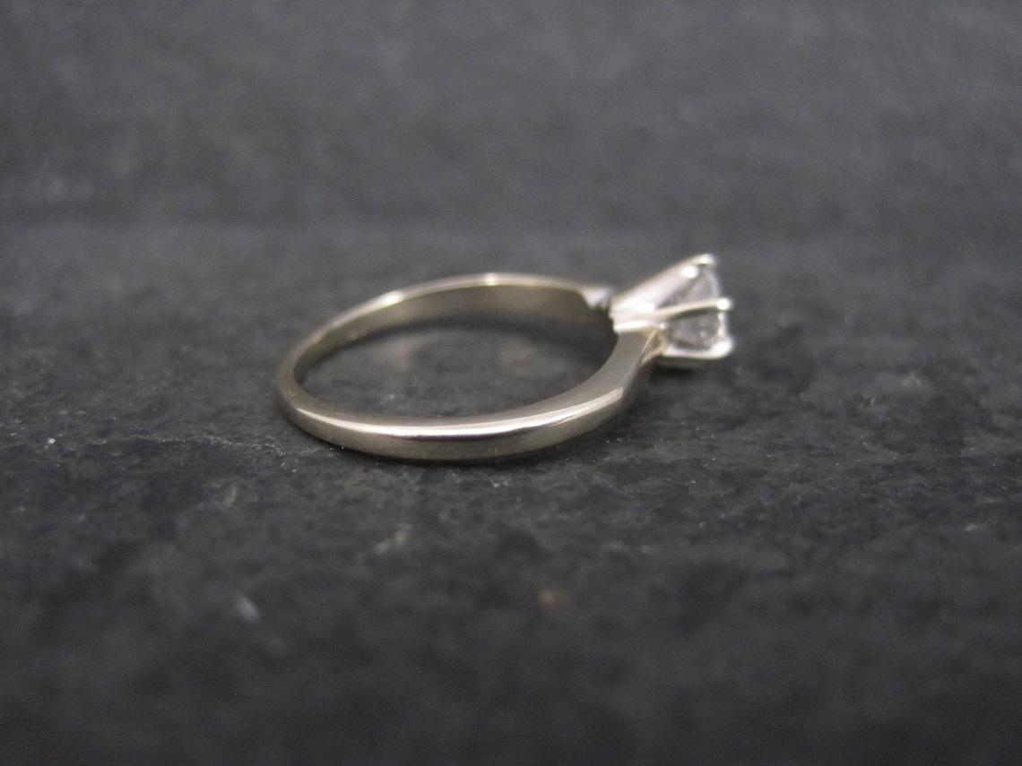 Round Cut Vintage 18K .33 Carat Diamond Engagement Ring Size 4 For Sale