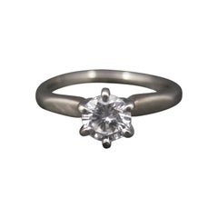 Bague de fiançailles vintage en 18K avec diamant de 0,33 carat Taille 4