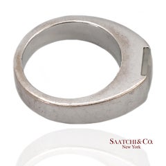 Vintage 18K 750 White Gold Original Authentic Cartier Tank Moonstone Ring