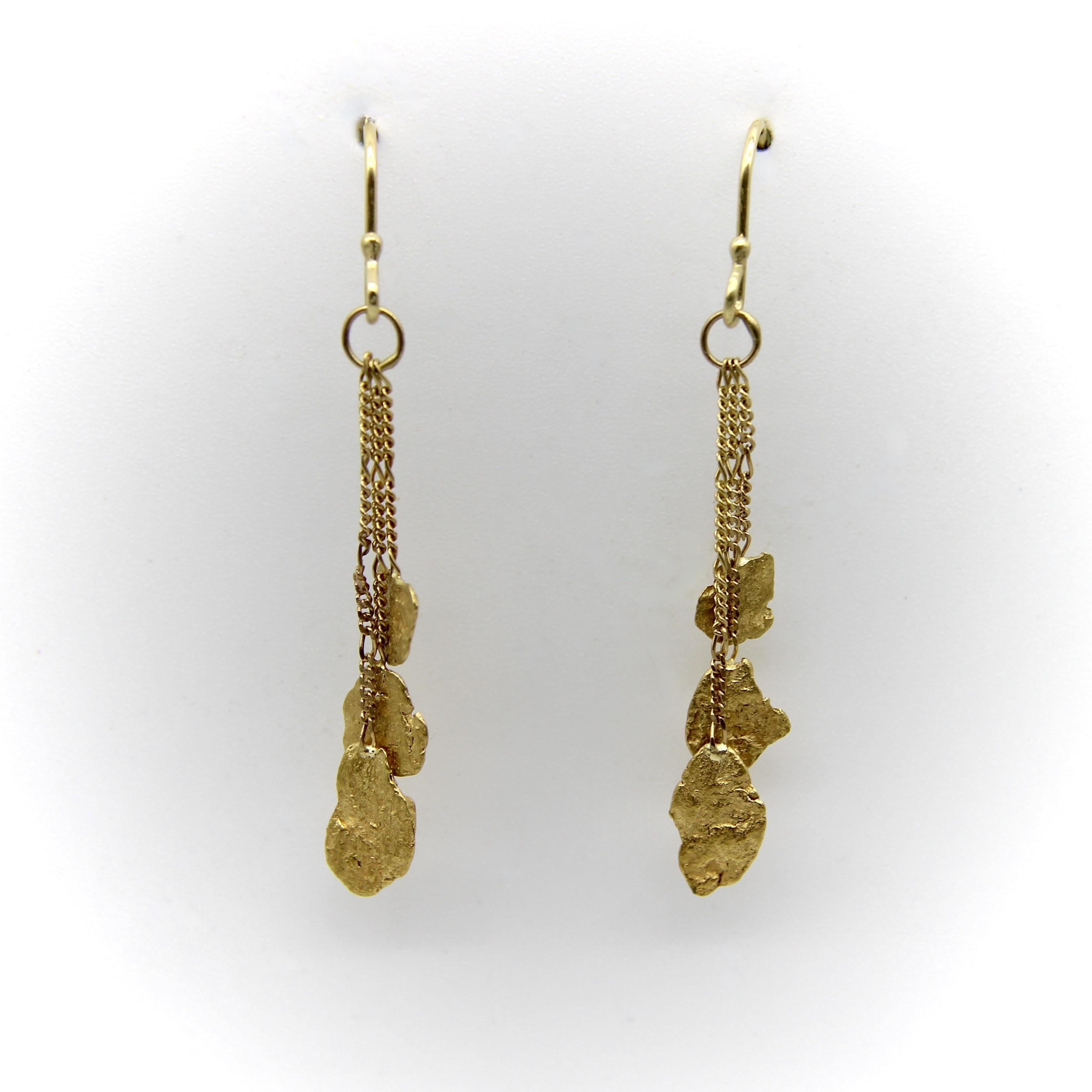 Modern Vintage 18K and 22K Gold Nugget Earrings