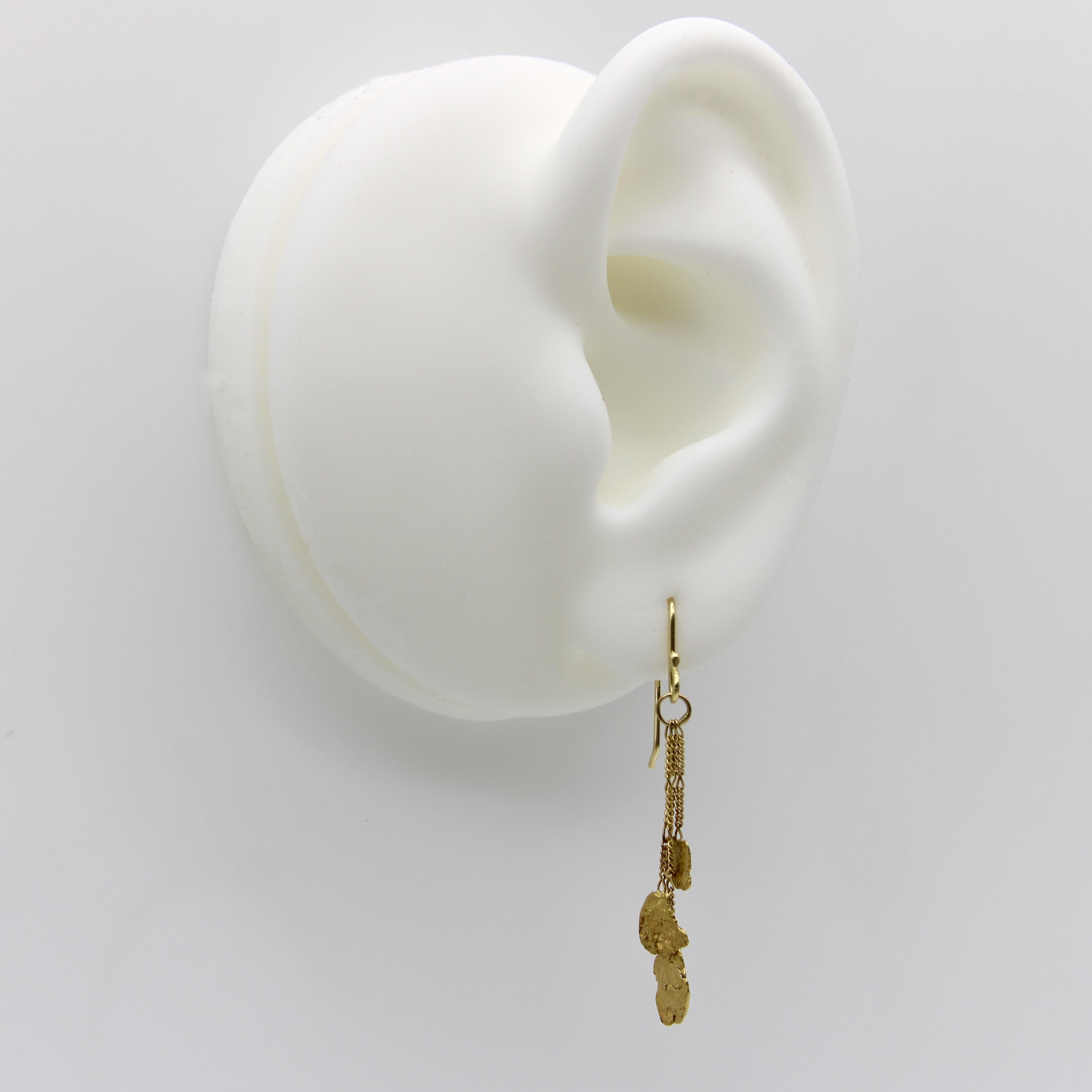 Vintage 18K and 22K Gold Nugget Earrings In Good Condition In Venice, CA