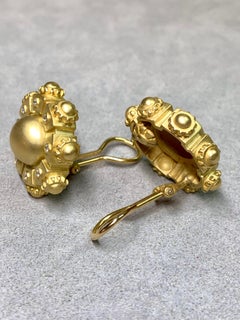 Vintage 18K Barry Kieselstein-Cord Kreisförmige Rad Diamant Omega Back Ohrringe