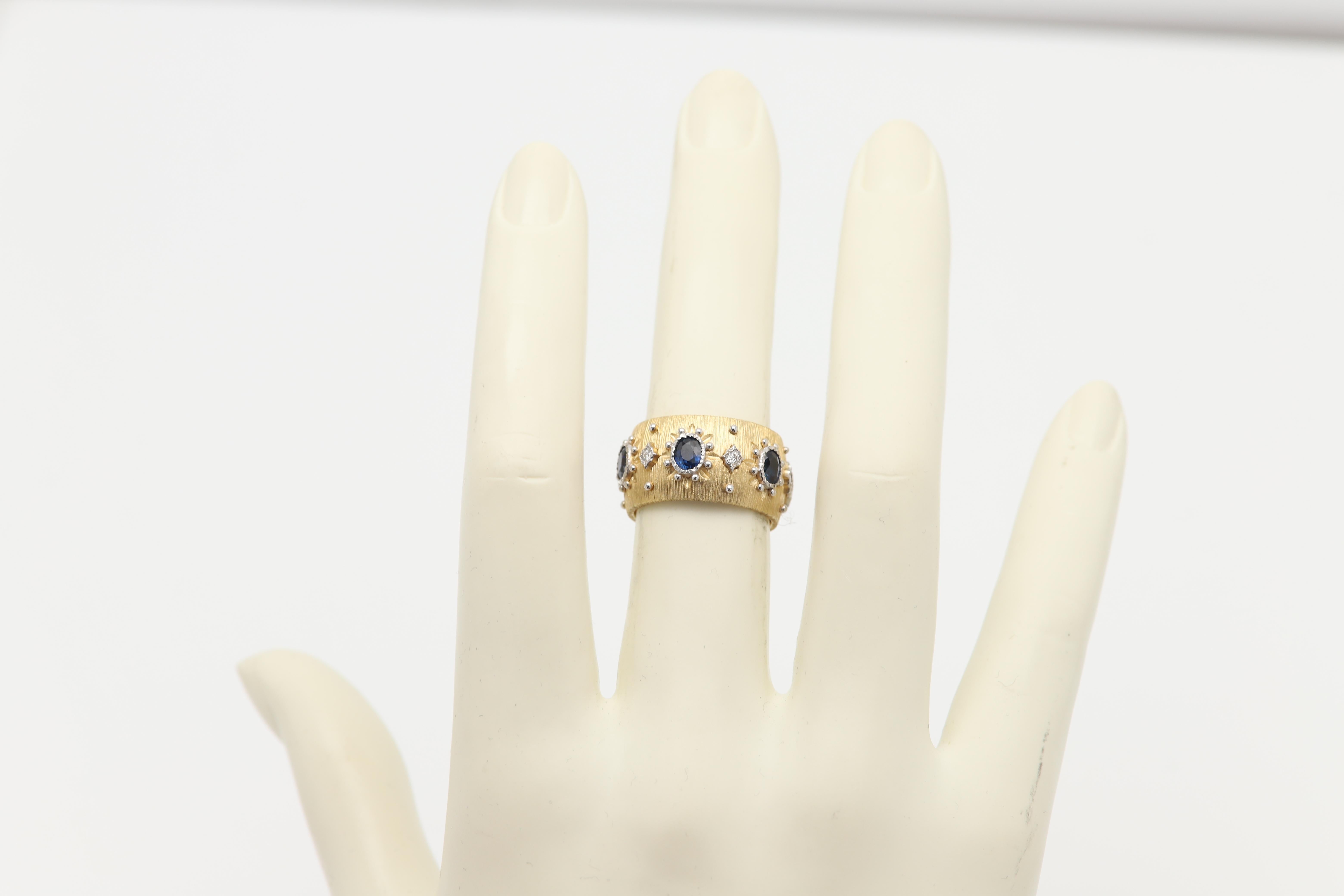 Women's Vintage 18k Blue Sapphire Ring Band Natural and Solid yellow gold For Sale