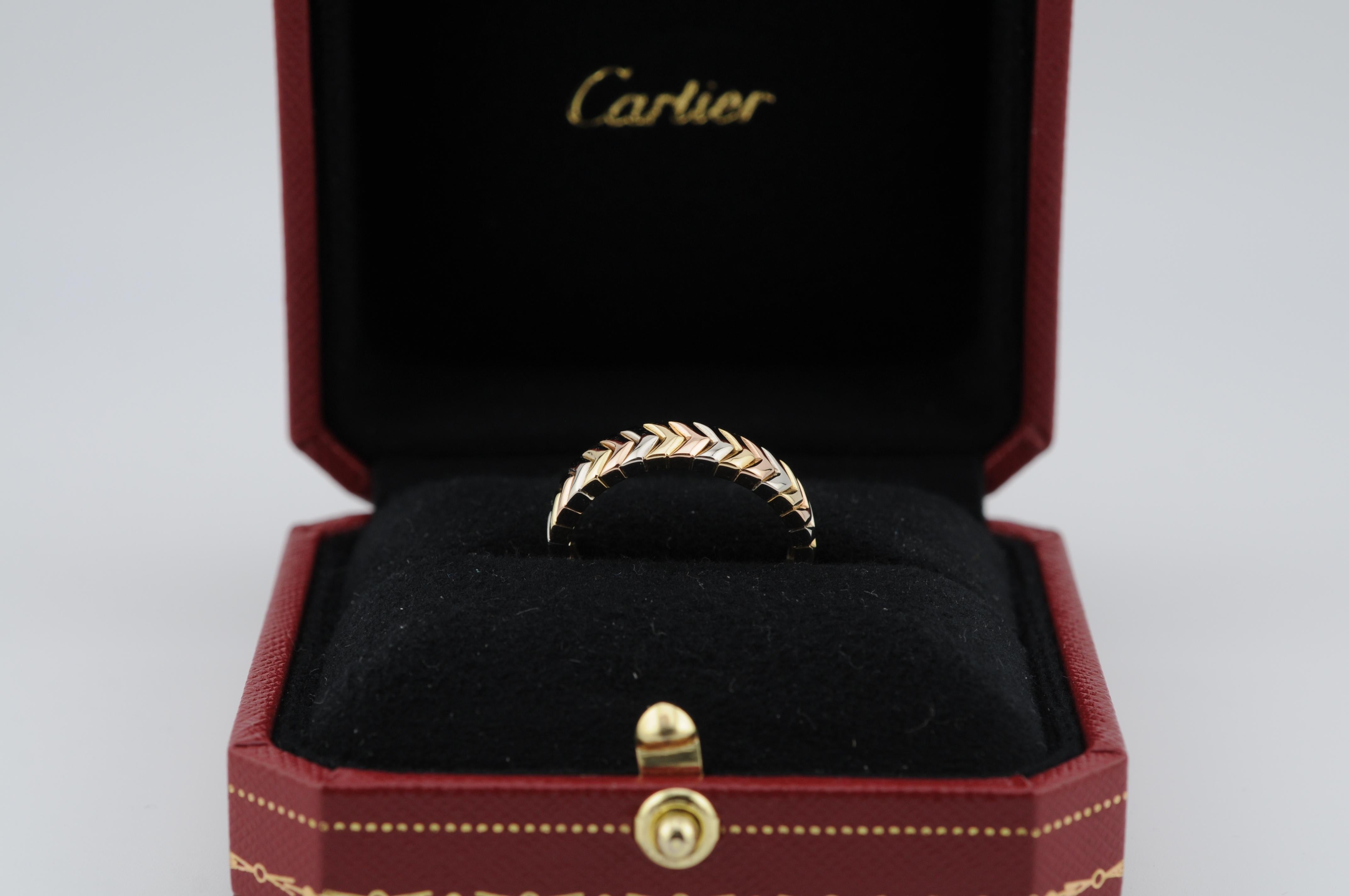 Aesthetic Movement Vintage 18K Cartier Tri-Color Ring For Sale