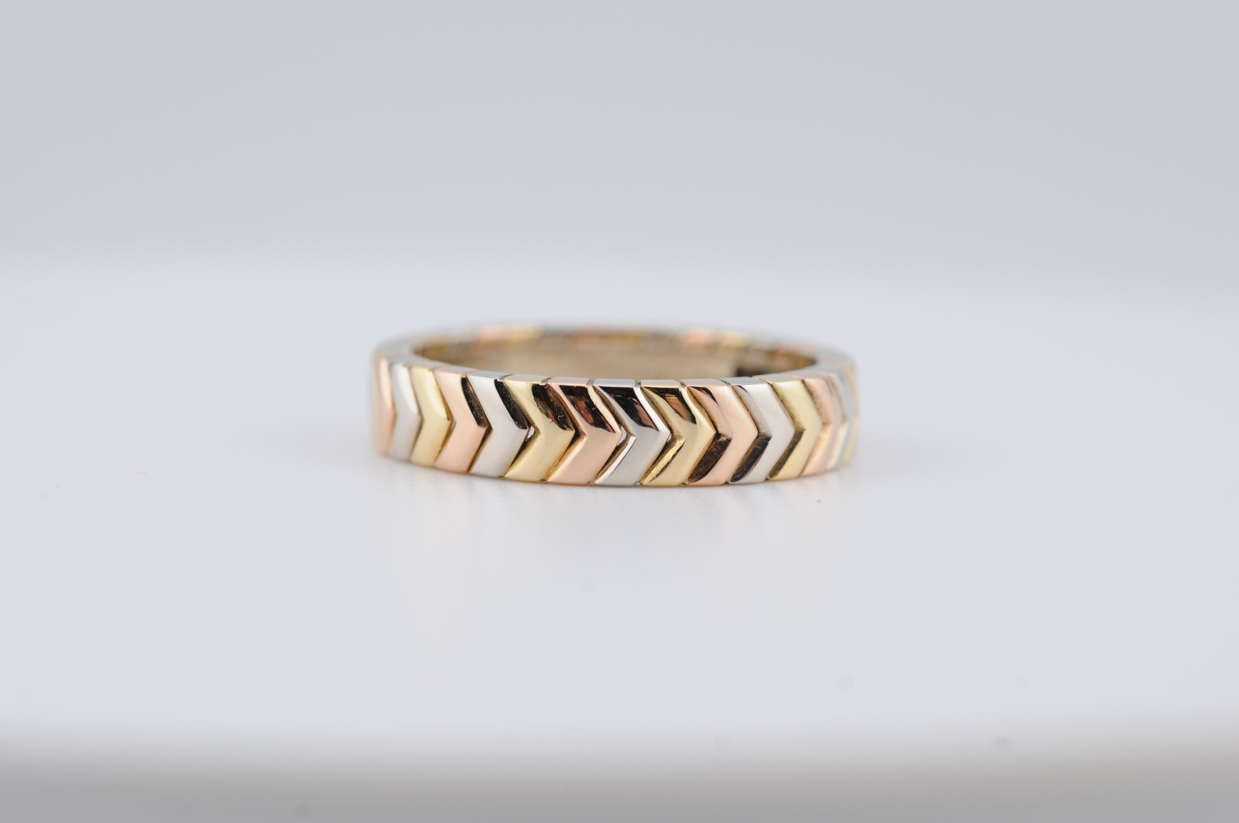 Women's or Men's Vintage 18K Cartier Tri-Color Ring For Sale