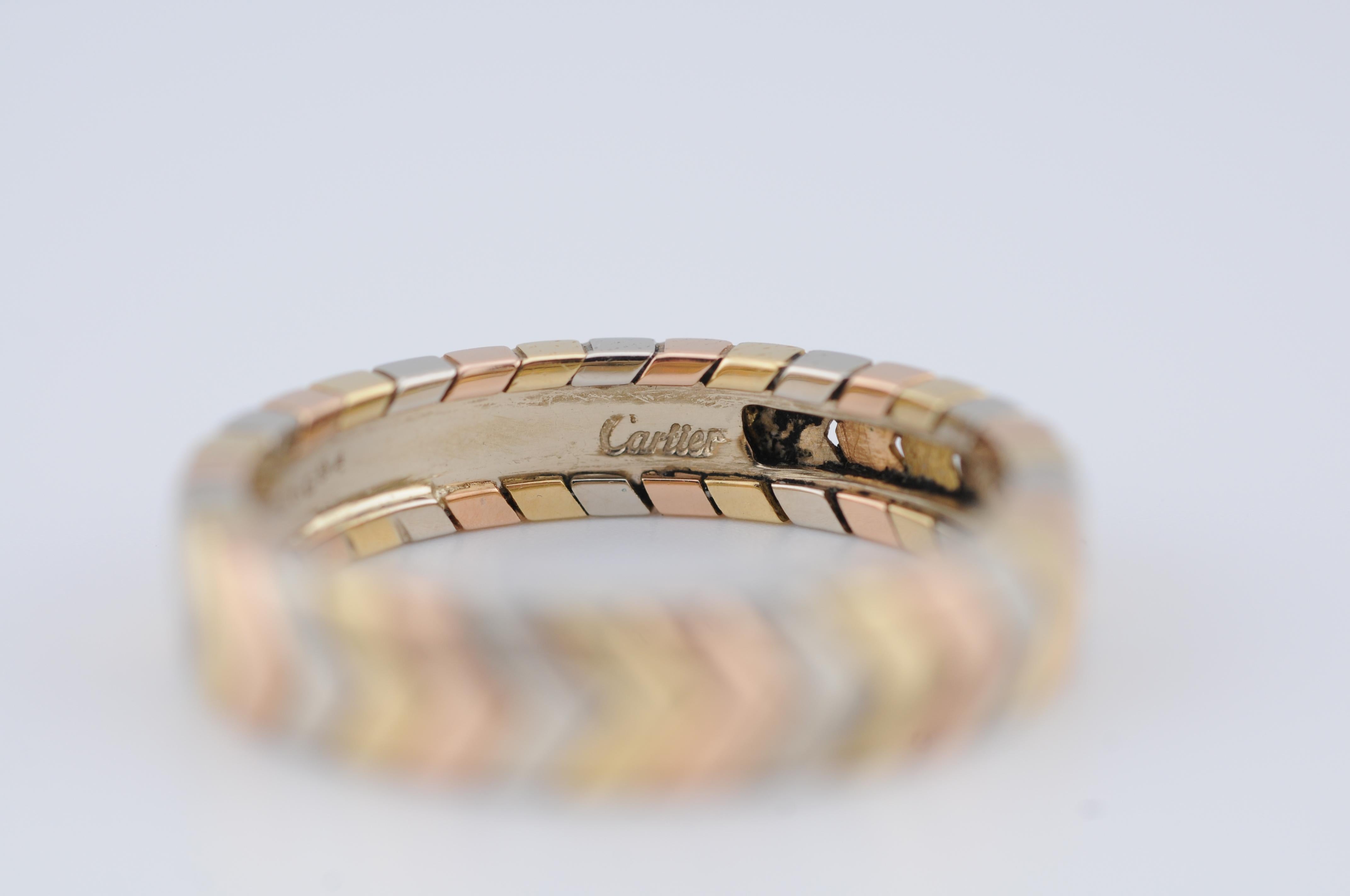 Vintage 18K Cartier Tri-Color Ring For Sale 4