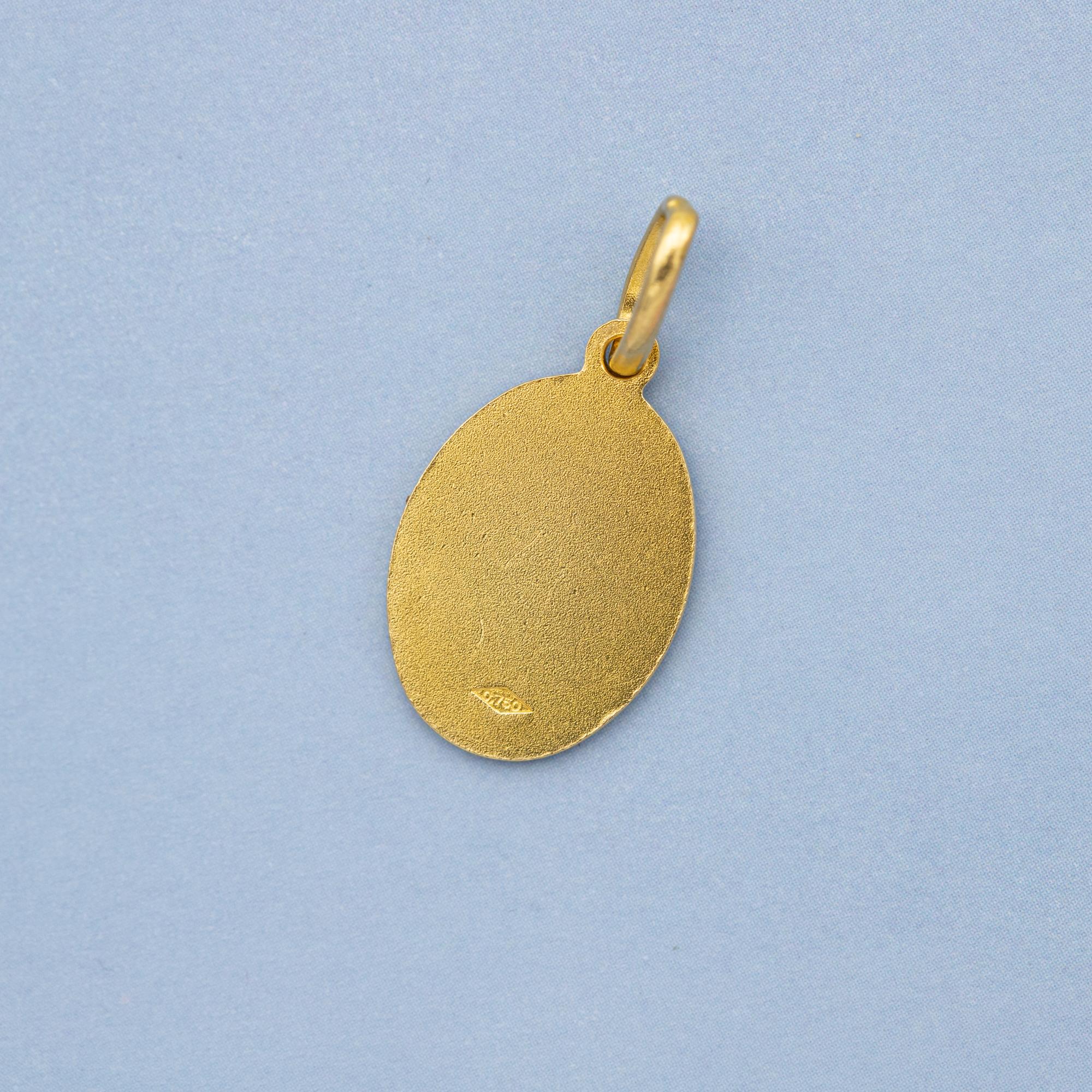Women's or Men's Vintage 18k cherub charm pendant - Angel medallion - solid yellow gold