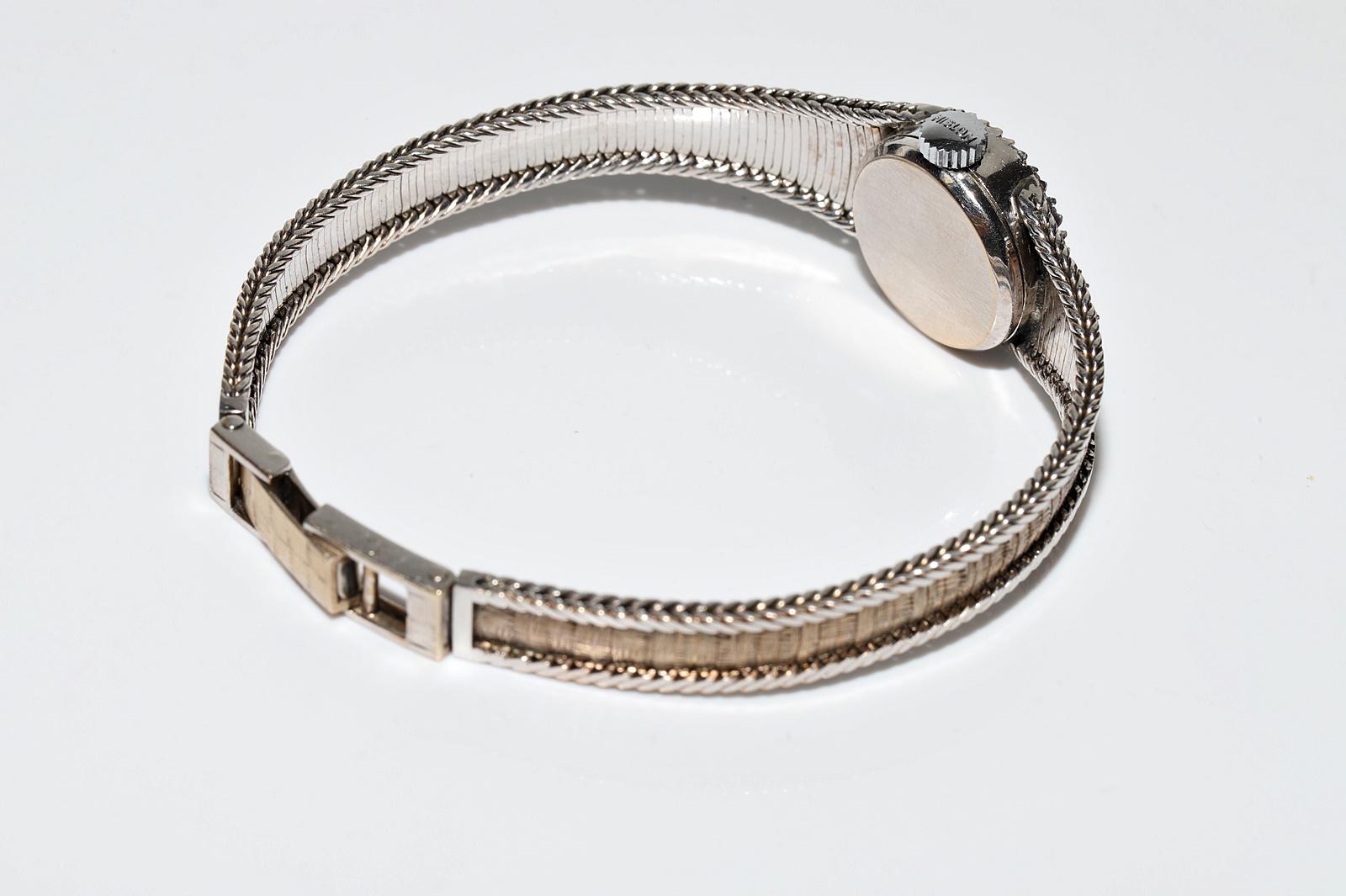 Vintage 18k Circa 1970s HISLON Brand Natural Diamond Decorated Wrist Watches For Sale 2